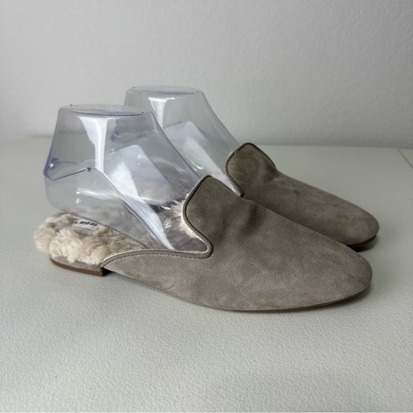 Birdies Gray Taupe The Phoebe Faux Fur Slide On Mules Size 7.5 - Picture 1 of 7